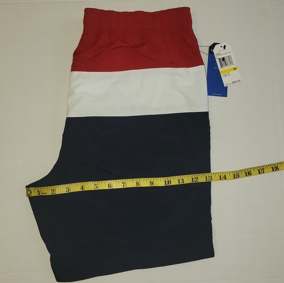 Nautica Mens Classic Fit Colorblock Style Swim Trunks - Size Medium - Picture 8 of 9